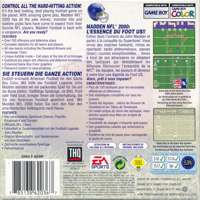 Madden Nfl 2000 — box-2D-back (EU)