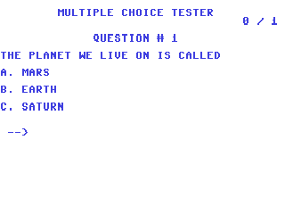 Multiple Choice Tester — ss (WOR)