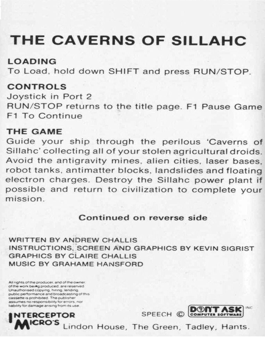 Caverns of Sillahc — box-2D-back (EU)