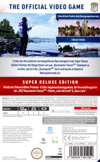 Bassmaster Fishing 2022 - Super Deluxe Edition — box-2D-back (DE)