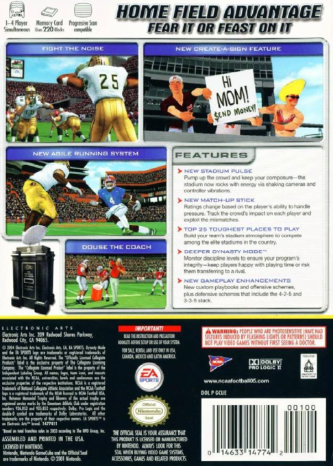 NCAA Football 2005 — box-2D-back (US)