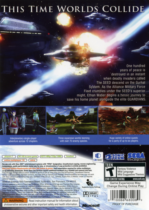 Phantasy Star Universe — box-2D-back (US)