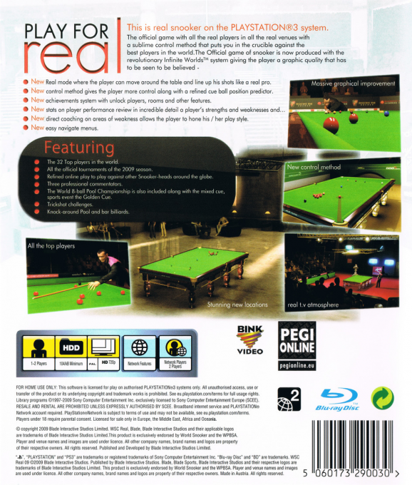 WSC Real 09 - World Snooker Championship — box-2D-back (EU)