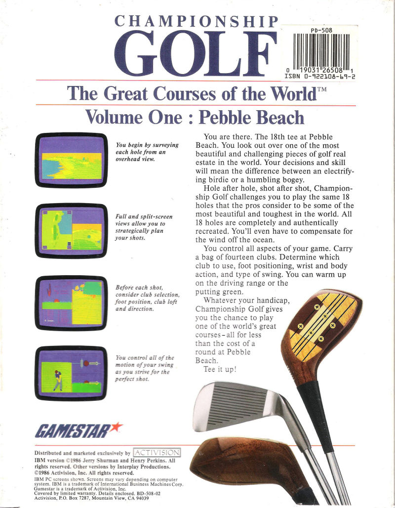 Championship Golf: The Great Courses of the World - Volume One: Pebble Beach — box-2D-back (US)