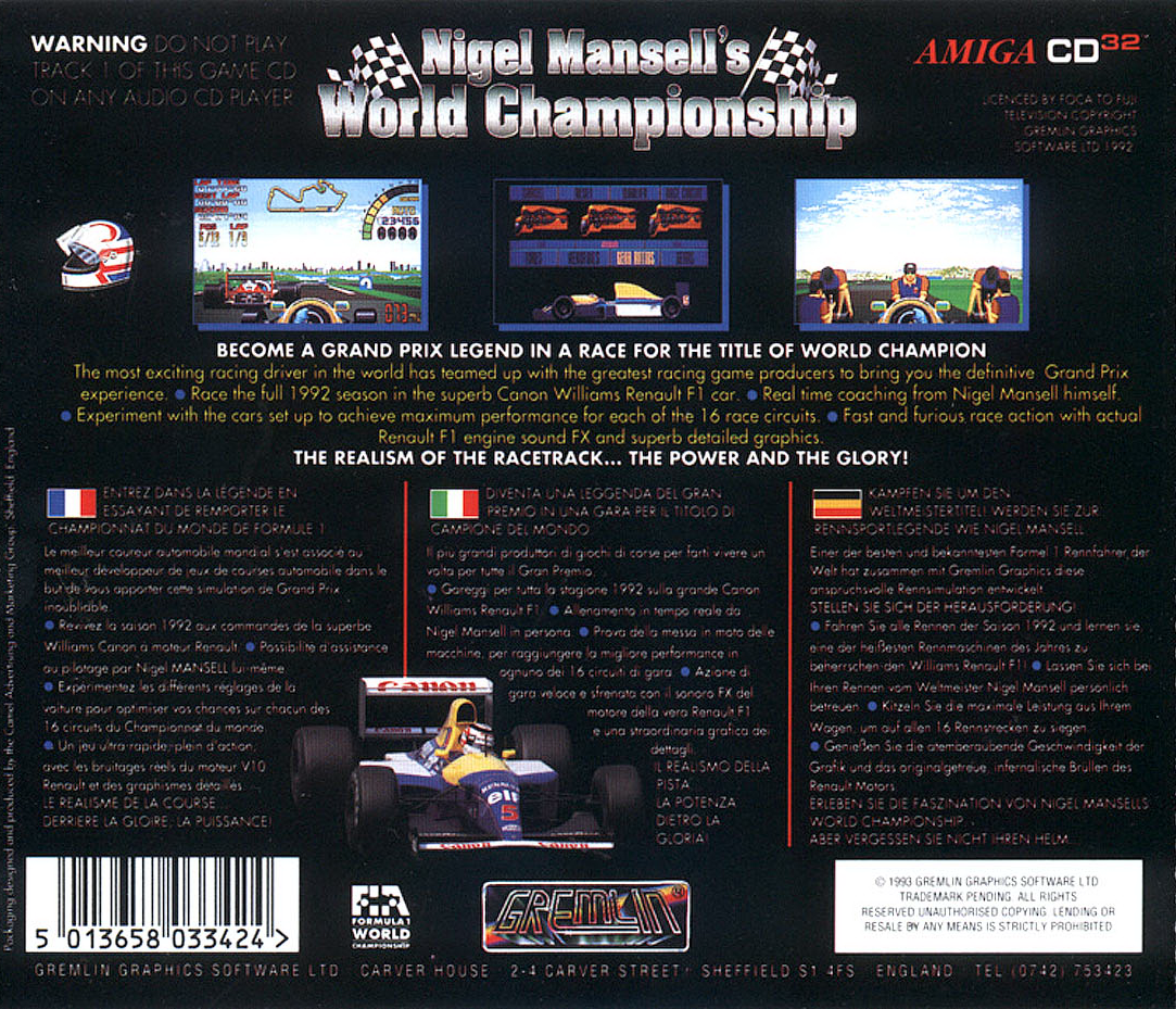 Nigel Mansell's World Championship — box-2D-back (EU)