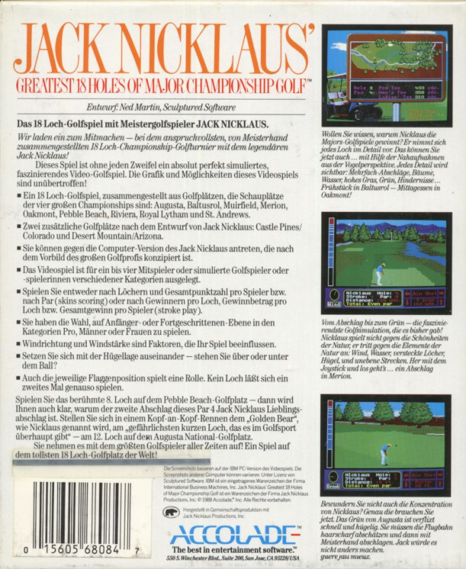 Jack Nicklaus' Greatest 18 Holes Of Major Championship Golf — box-2D-back (DE)