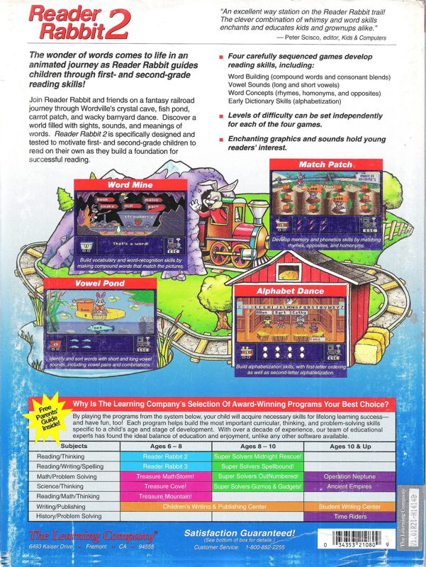 Reader Rabbit 2 — box-2D-back (US)
