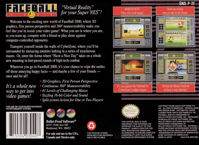 Faceball 2000 — box-2D-back (US)