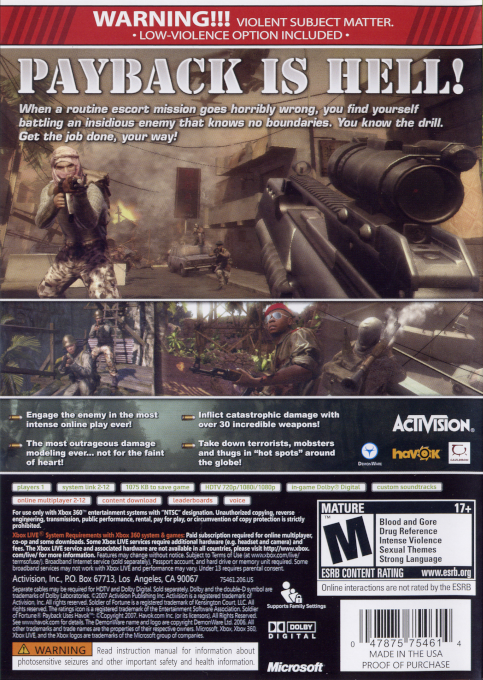 Soldier of Fortune - Payback — box-2D-back (US)