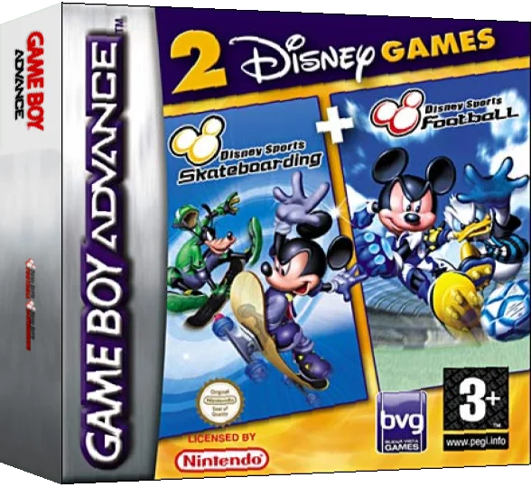 2 Disney Games - Disney Sports - Football + Disney Sports - Skateboarding — box-3D (EU)