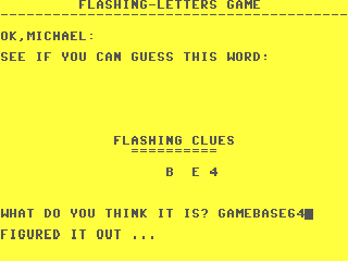 Flashing-Letters Game — ss (WOR)