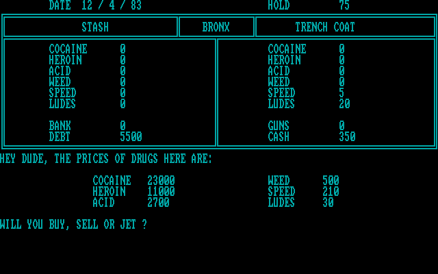 Drug Wars : A Game Based on the New York Drug Market — ss (WOR)