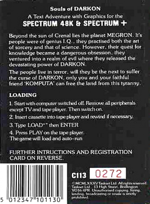 Souls Of Darkon — box-2D-back (EU)