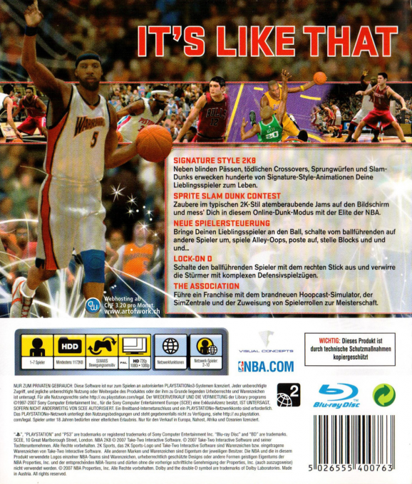 NBA 2K8 — box-2D-back (DE)