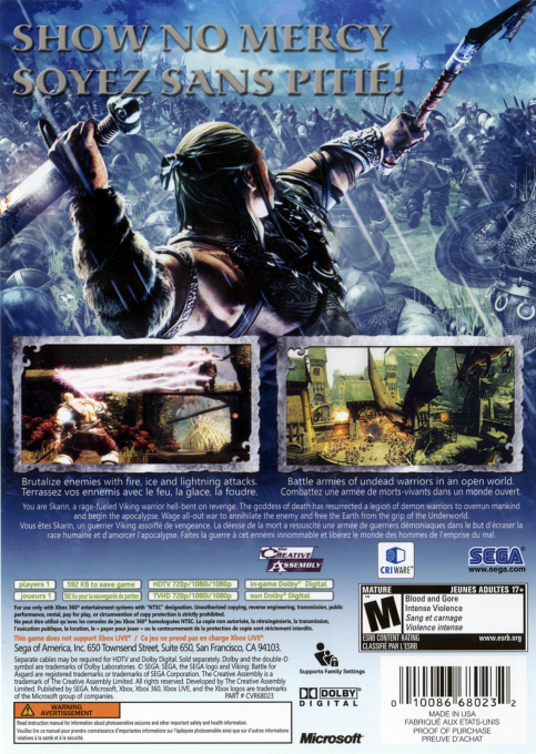 Viking - Battle for Asgard — box-2D-back (US)