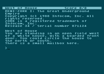 Mini-Zork I — ss (WOR)