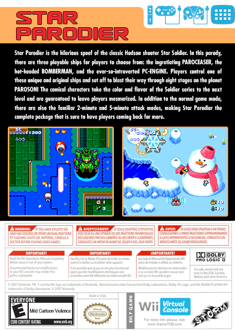 Star Parodier — box-2D-back (US)