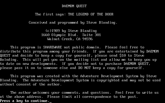 Daemon Quest : The First Saga - The Legend Of The Door box art