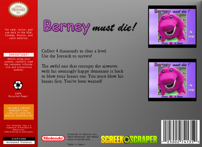 Berney Must Die! — box-2D-back (SS)