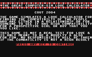 The Great Computer-Sim Love Calculator — ss (WOR)