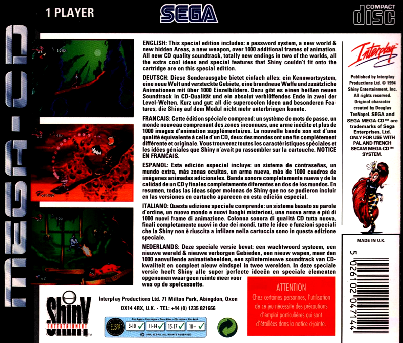 Earthworm Jim - Special Edition — box-2D-back (EU)
