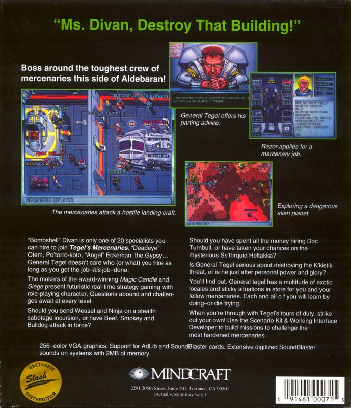 Tegel's Mercenaries — box-2D-back (US)