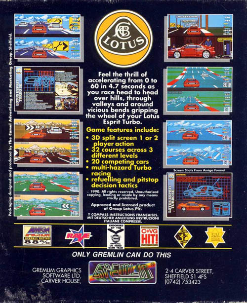 Lotus Esprit Turbo Challenge — box-2D-back (EU)