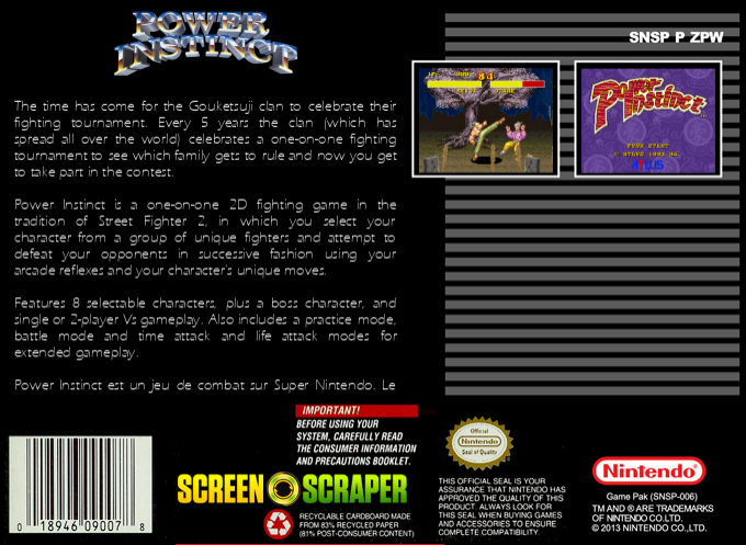 Power Instinct — box-2D-back (SS)