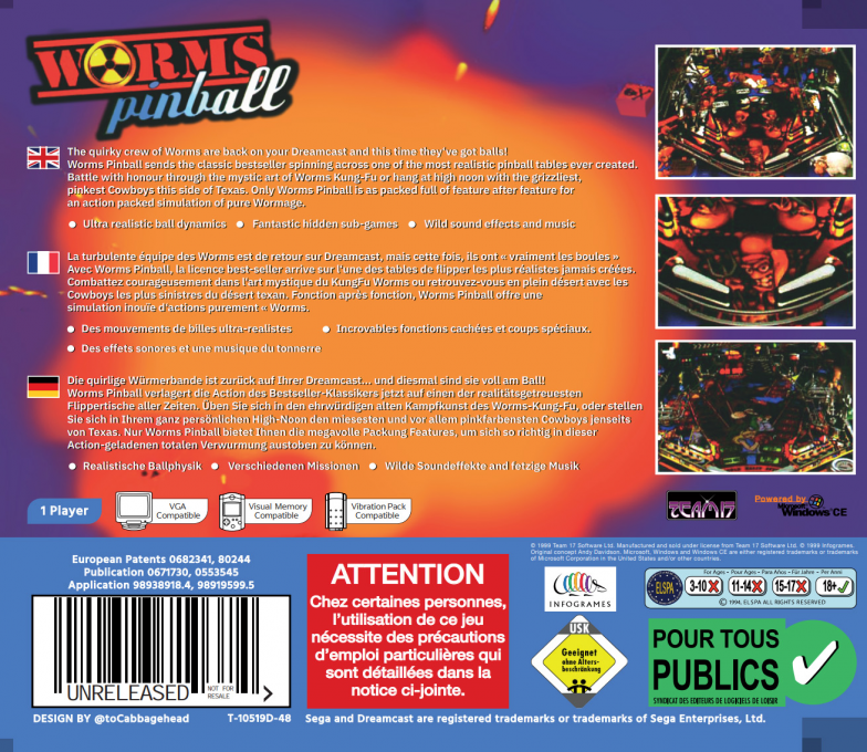 Worms Pinball — box-2D-back (EU)