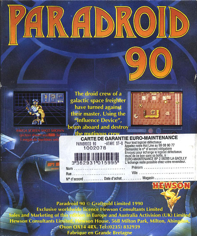 Paradroid 90 — box-2D-back (EU)