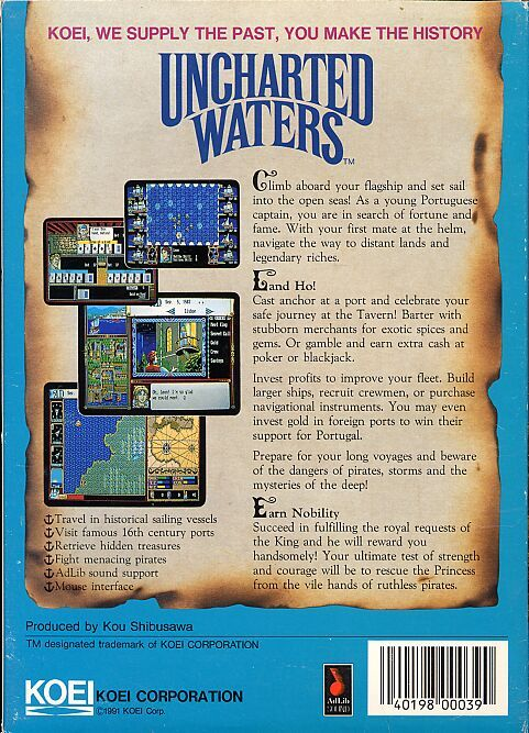 Uncharted Waters — box-2D-back (US)