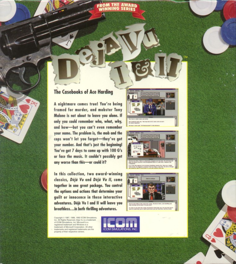 Déjà Vu I & II: The Casebooks of Ace Harding — box-2D-back (WOR)