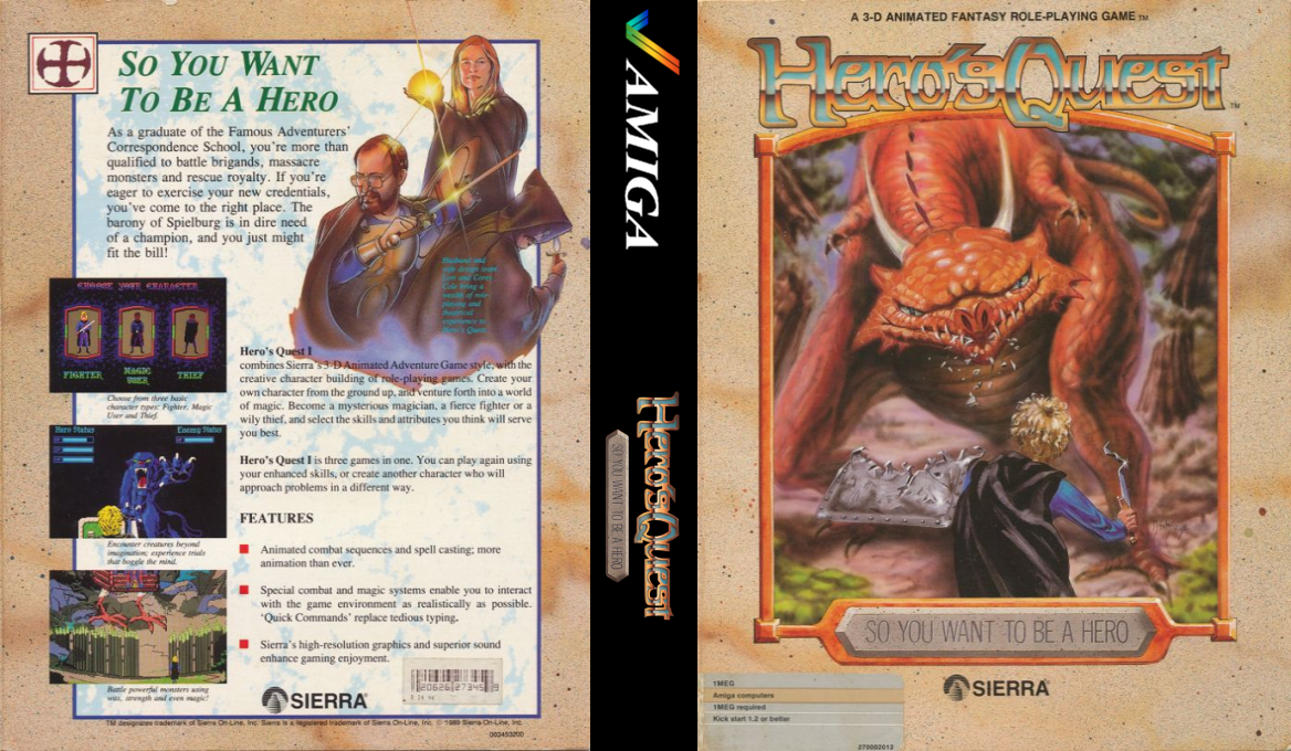 Hero's Quest - So You Want To Be A Hero — box-texture (US)