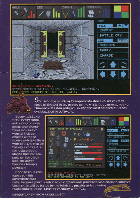 Dungeon Master — box-2D-back (US)