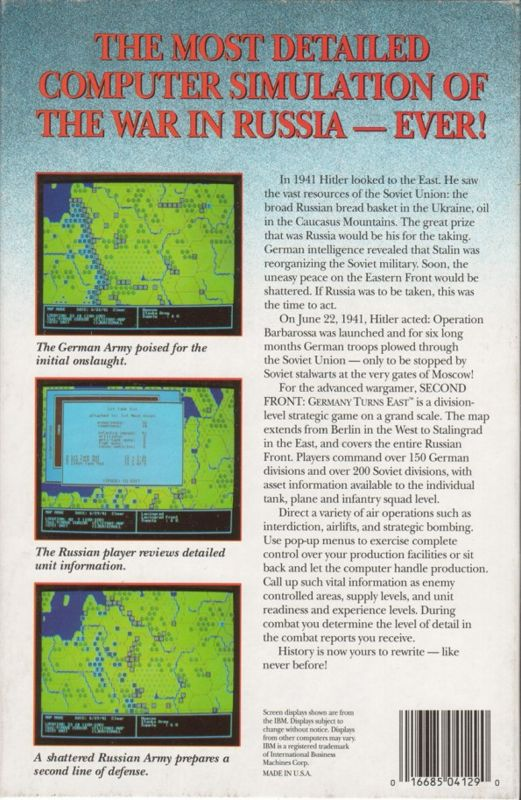 Second Front - Germany Turns East — box-2D-back (US)