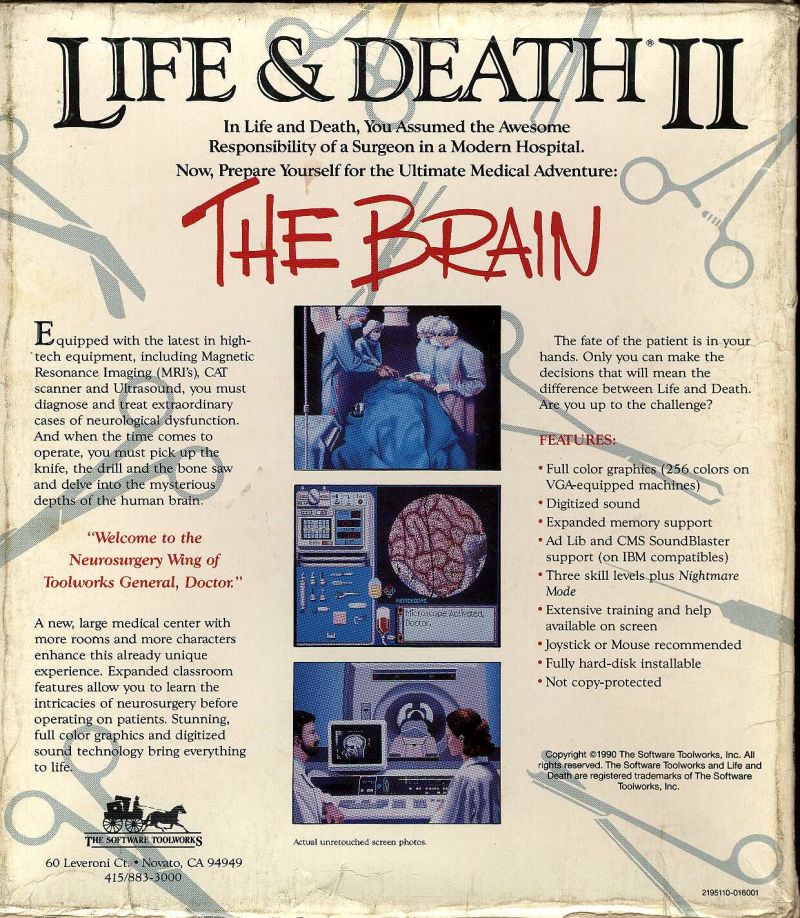 Life And Death 2 - The Brain — box-2D-back (UK)