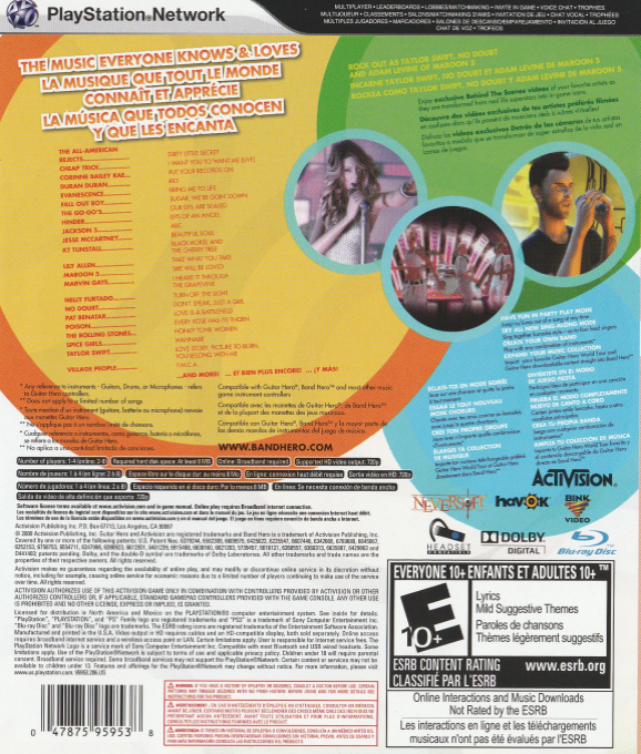 Band Hero — box-2D-back (CA)