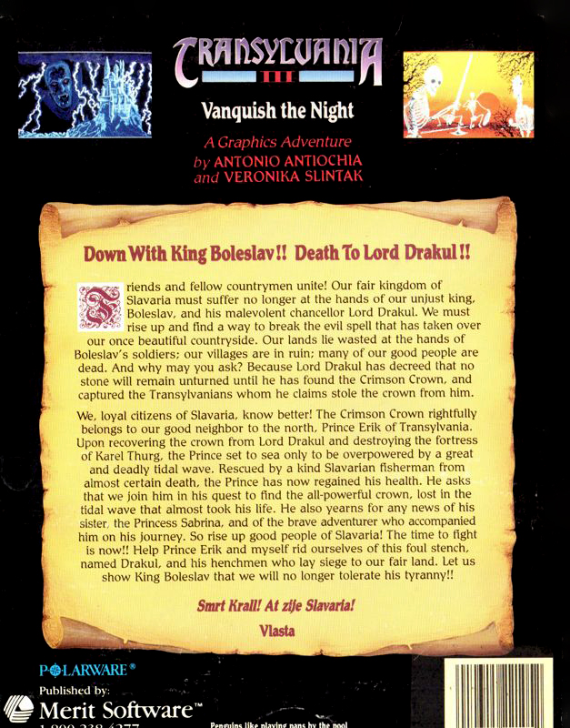 Transylvania 3 - Vanquish The Night — box-2D-back (US)