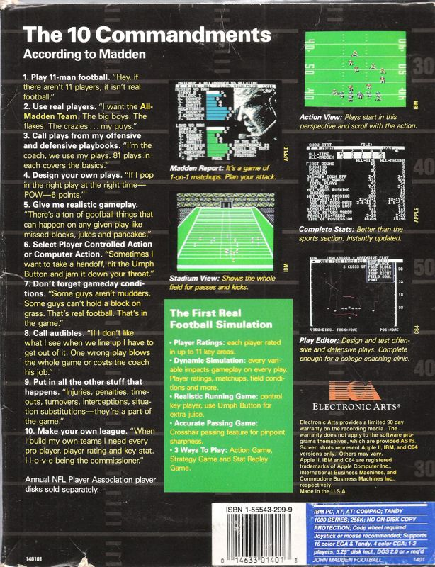 John Madden Football — box-2D-back (US)