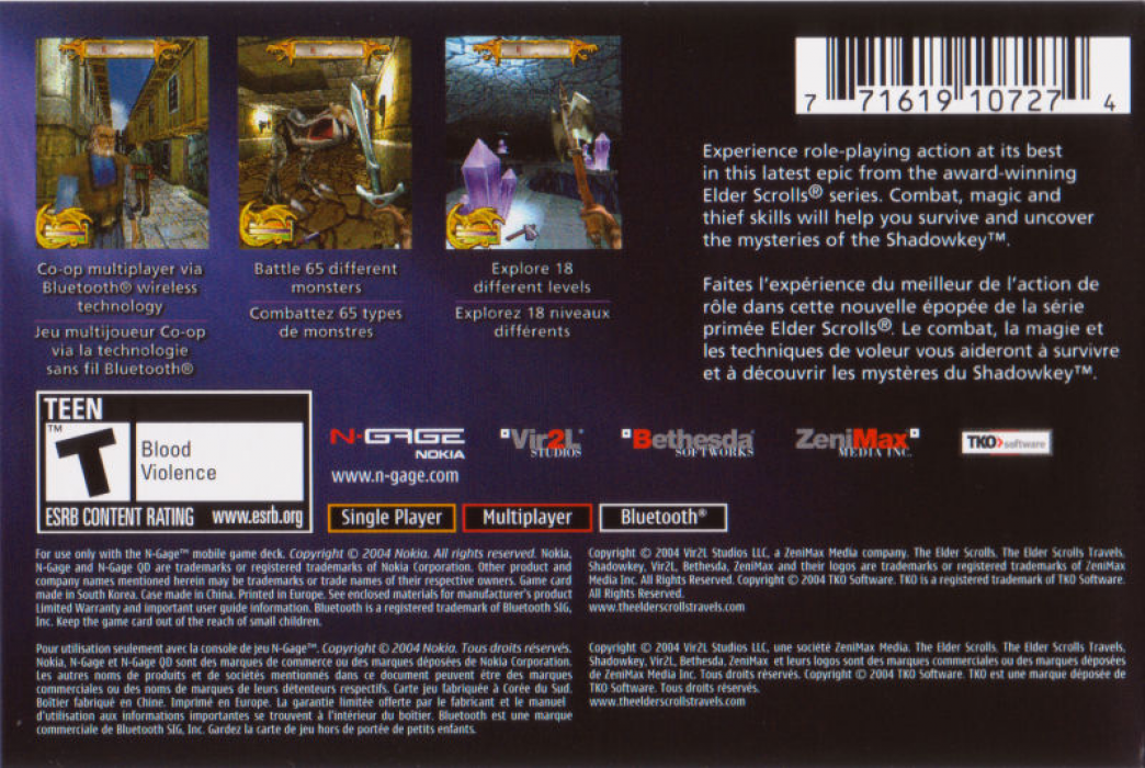 Elder Scrolls Travels - Shadowkey, The — box-2D-back (US)