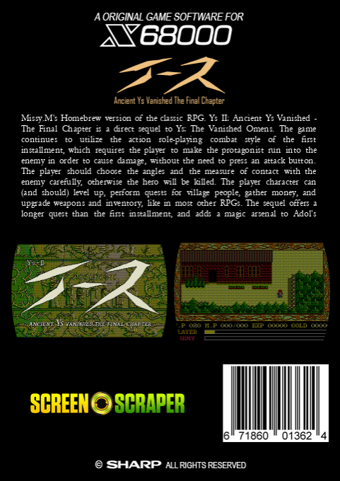 Ys 2 Ancient Ys Vanished The Final Chapter — box-2D-back (SS)