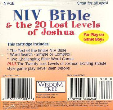 Niv Bible And The 20 Lost Levels Of Joshua — box-2D-back (US)