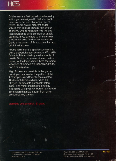 Gridrunner — box-2D-back (US)
