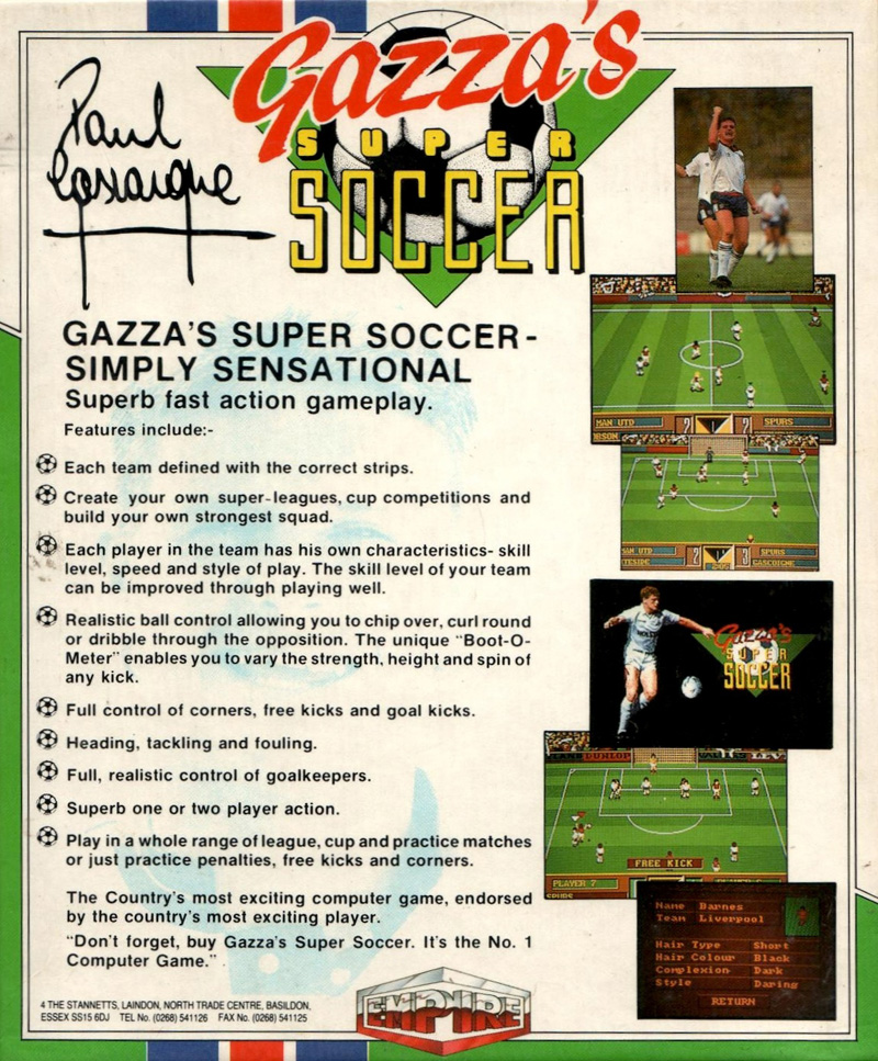 Gazza's Super Soccer — box-2D-back (EU)