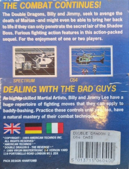 Double Dragon 2 - The Revenge — box-2D-back (EU)
