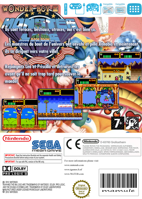 Wonder Boy 3: Monster Lair — box-2D-back (FR)