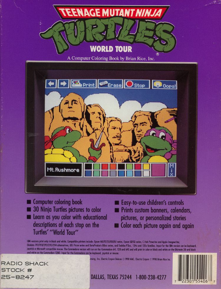 Electric Crayon Deluxe : Teenage Mutant Ninja Turtles - World Tour — box-2D-back (US)