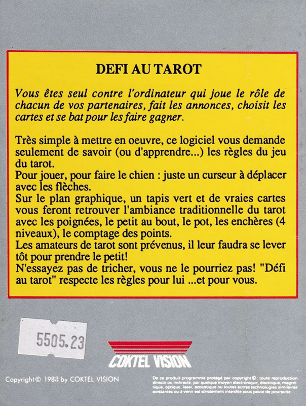 Défi Au Tarot — box-2D-back (FR)