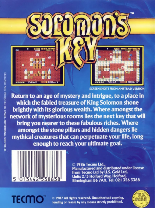 Solomon's Key — box-2D-back (EU)