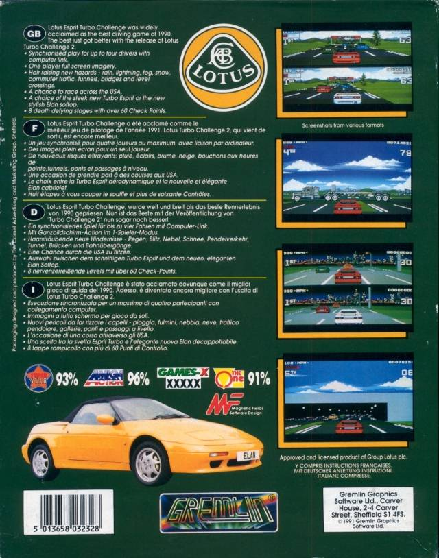 Lotus Turbo Challenge 2 — box-2D-back (WOR)